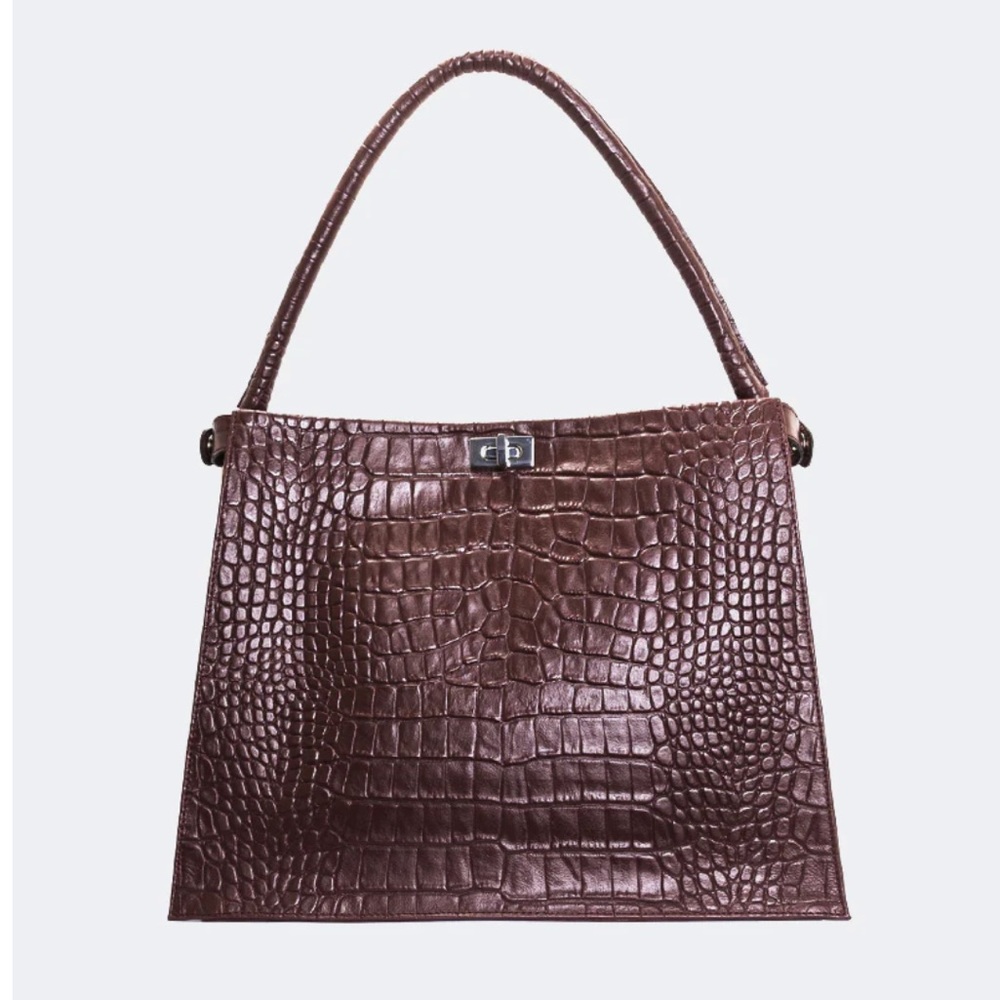 This Season’s Livie Brown Croco Tote Bag
